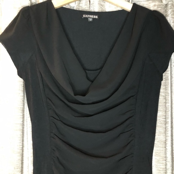 Express Black Rouched Cowl Neck Mini Dress - Picture 3 of 7